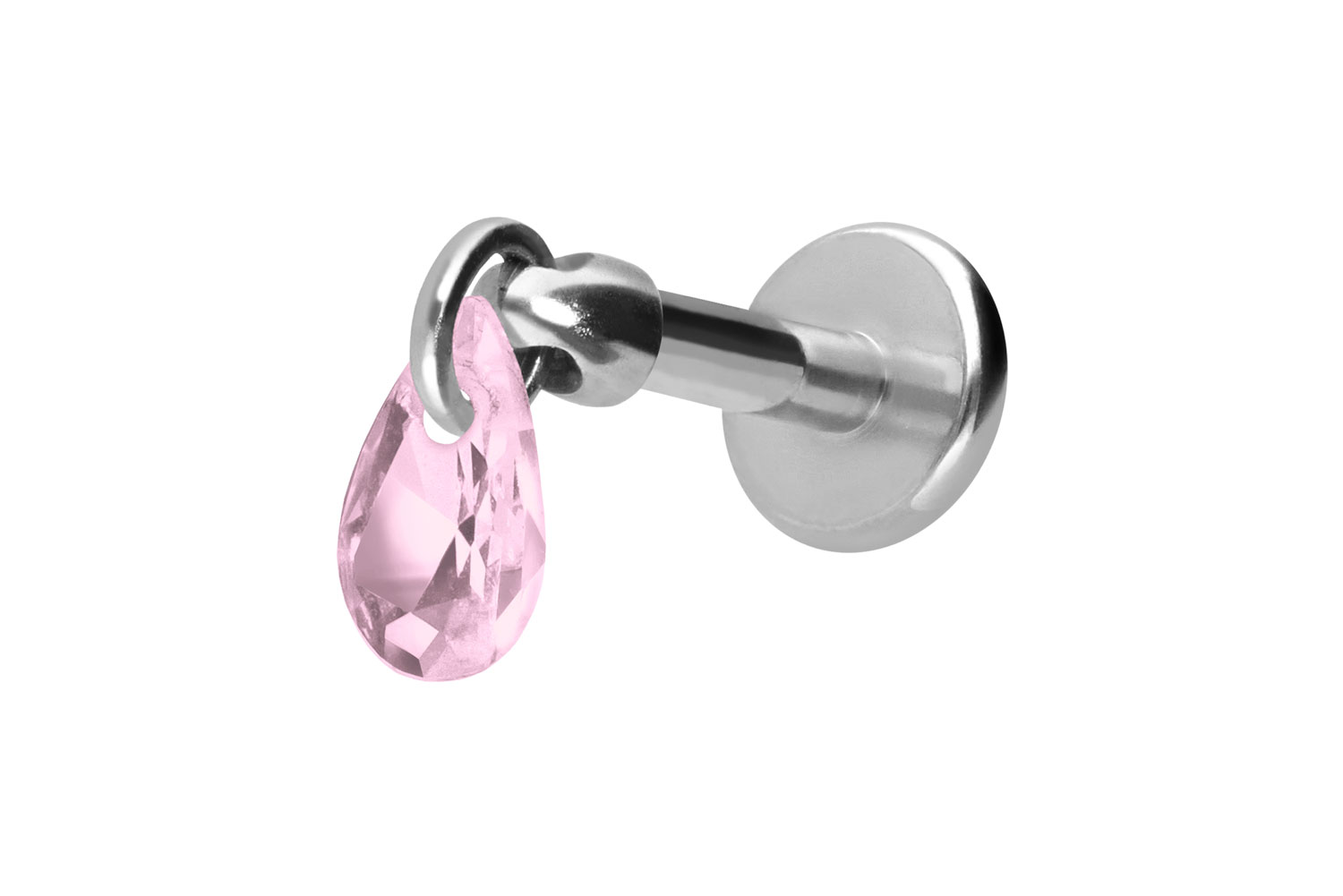 Titan Labret Piercing mit Innengewinde KRISTALLTROPFEN